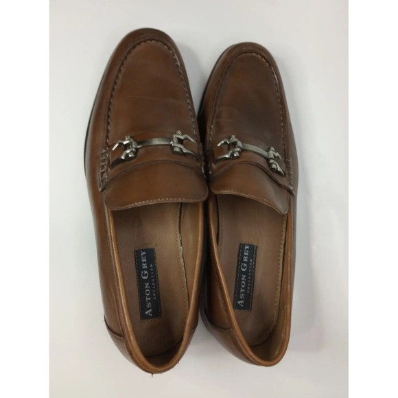 Aston Grey (Ashley) Mens Size 8.5 Brown Leather Style #101076 Loafer - Picture 5 of 11
